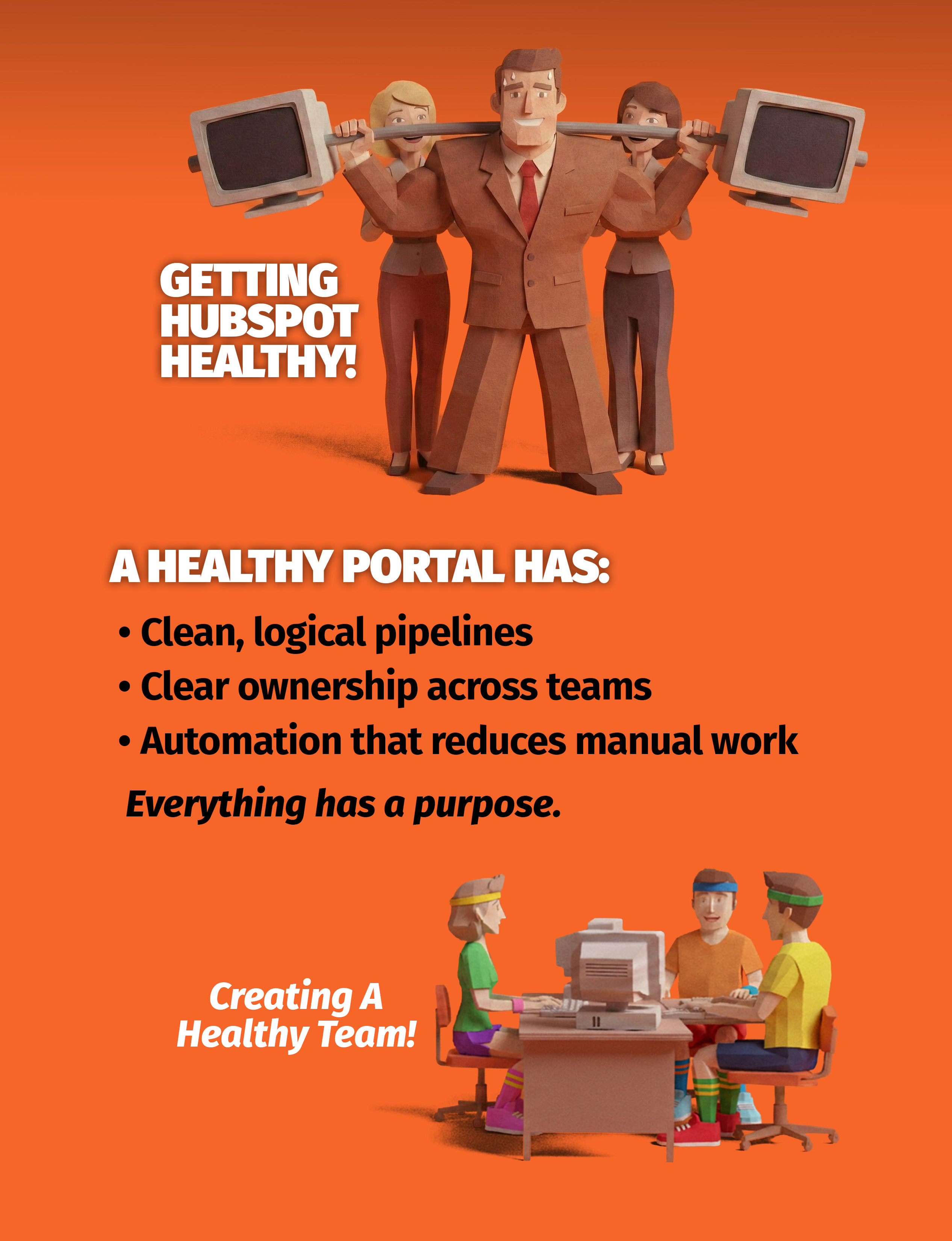 Getting HubSpot healthy: a healthy portal has clean logical pipelines, clear ownership across teams, and automation that reduces manual work