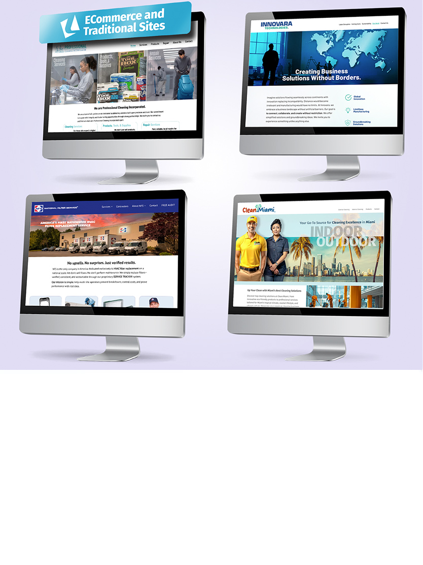 ECommerce and traditional websites designed by the Legends marketing team