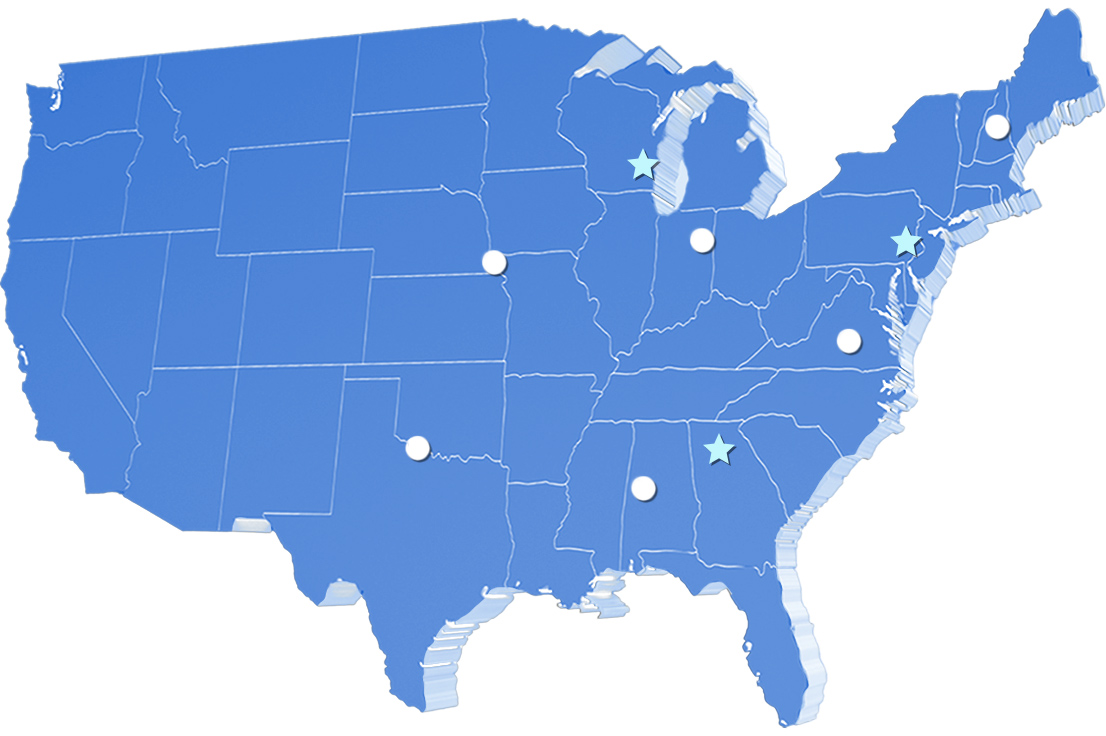 Map of U.S. sales regions covered by Legends Marketing & Sales